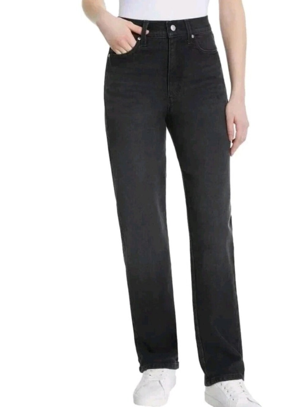 NWT Gloria Vanderbilt Women 4 Straight Leg Relaxed High Rise Stretch Jeans Black